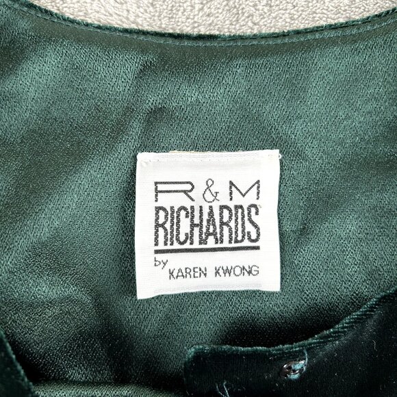 Vintage R&M Richards by Karen Kwong Green Velvet Long Tunic Top M/L Victorian - Picture 6 of 8